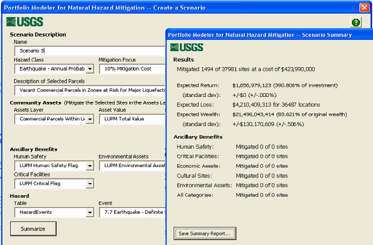 screen capture of LUPM/DSS withing with an ArcGIS user interface