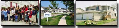 Photo collage of students, neighborhoods, and homes