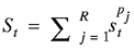 uppercase s subscript {lowercase t} = summation from lowercase j = 1 to uppercase r (lowercase s superscript {lowercase p subscript {lowercase j}} subscript {lowercase t})