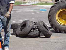 Photo: Tires used in civil engineering project