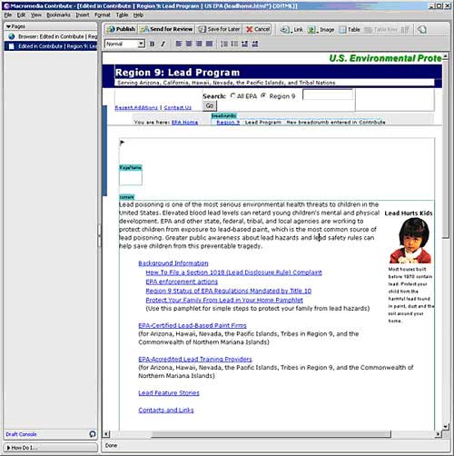 screen capture of Contribute page layout