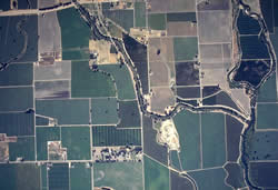 Aerial photograph of farmland.