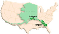 Graphic displaying Alaska superimposed over the lower 48 United States.