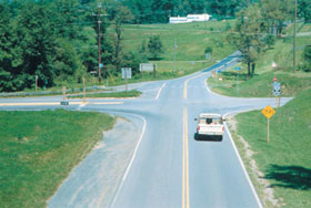 Two-lane rural highway intersection