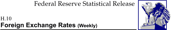 Federal Reserve Statistical Release, H.10, Foreign Exchange Rates (Weekly); title with eagle logo links to Statistical Release home page