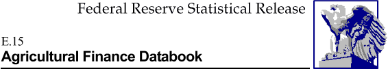 Federal Reserve Statistical Release, E.15, Agricultural Finance Databook, Release Dates; title with eagle logo links to Statistical Release home page