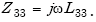 Equation E-11. Capital Z subscript 33 is equal to the product of lowercase j multiplied by omega multiplied by Capital L subscript 33.