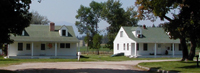 Photo of the two main office buildings at the Ninemile Ranger Station.