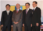 (From left to right) Taipei Mayor Hau Lung-bin, AIT Director Stephen Young, Taiwan President Ma Ying-jeou, and AmCham Chairman Alan Eusden at the 2009 AmCham Hsieh Nien Fan.