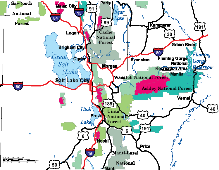 Map that shows wilderness areas - Click to enlarge.