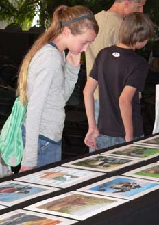 CA High School teen admires Junior Duck Stamp Art at San Diego Zoo Contest