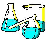 This is an image of chemicals in beakers