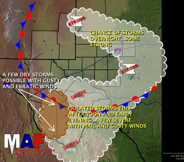 Weather briefing image, situation described in text.