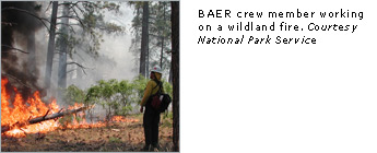 photo: BAER crew member working on a wildland fire.