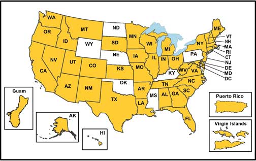 map of states implementing DPN projects