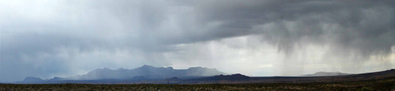 Rain falling over the Chisos Mountains