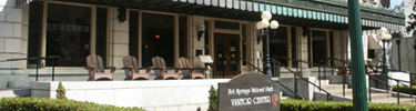 The front of the Fordyce Bathhouse, the park visitor center.