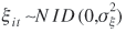 lowercase xi subscript{lowercase i lowercase t} is asymptotic to uppercase n uppercase i uppercase d (0, lowercase sigma superscript{2} subscript{lowercase xi})