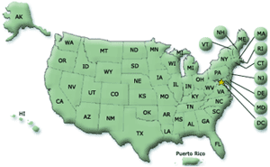 Small USA map representing the GIS database