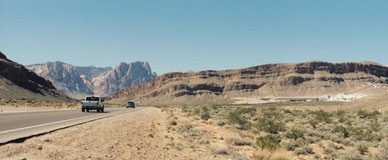 The new Landscape and Aesthetics Master Plan for the Nevada State Highway System will guide NDOT in designing roadways that do justice to the scenery along roads such as S.R. 159, seen here entering Red Rock Canyon National Conservation Area. Photo: UNLV.