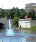 Picture of stormwater retention  development in a urban setting.