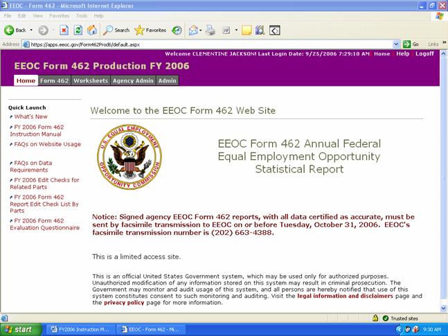 Screenshot of website welcome page