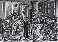 Renaissance surgical scene. From Paracelsus, Opus chyrurgicum ... und Artzney Buch (Franckfurt am Mayn, 1565). Image A016371 from Images from the History of Medicine.