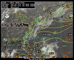 Latest W Atlantic offshore & adjacent waters sea state analysis (feet)