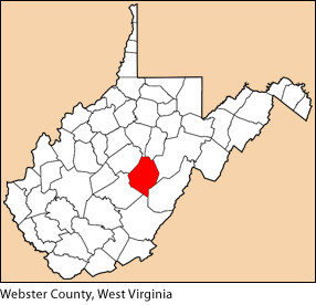 Map of West Virginia showing where Webster County is located