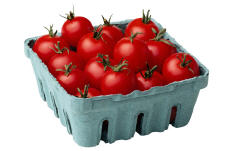 Fotografía de un cartón de tomates cereza