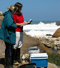 Photo of people sampling ocean water
