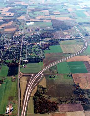 Aerial photo of newly constructed Highway 29. (2002)