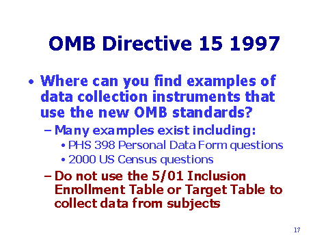 OMB Directive 15 1997