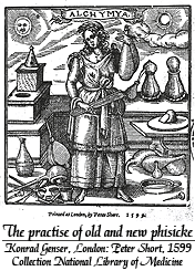 Illustration from The practise of old and new phisicke. Konrad Genser, London: Peter Short, 1599. Courtesy National Library of Medicine.