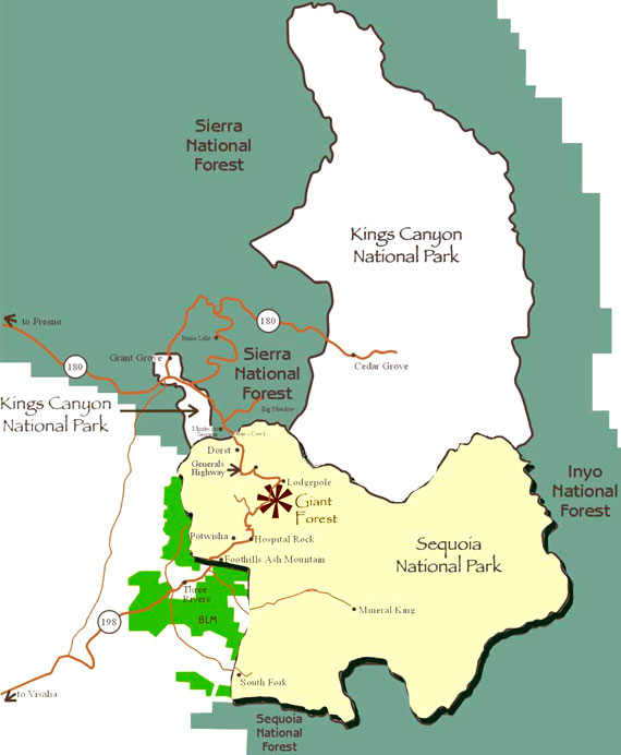 Map showing location of Giant Forest restoration project