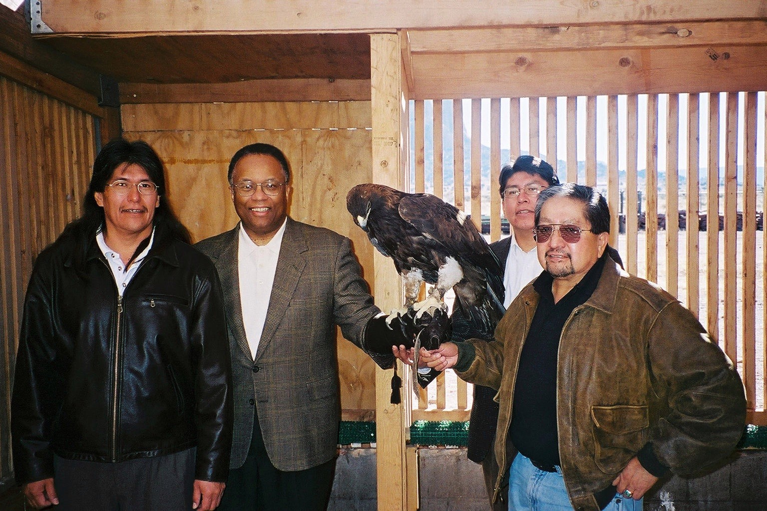 Governor Bowekaty, Pueblo of Zuni, Deputy AG Larry D. Thompson, Councilman Bowekaty, Pueblo of Zuni, and Lt. Governor Martza, Pueblo of Zuni