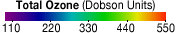 Palette relating map colors to ozone values