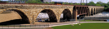 The historic Stone Arch Bridge across the Mississippi River.