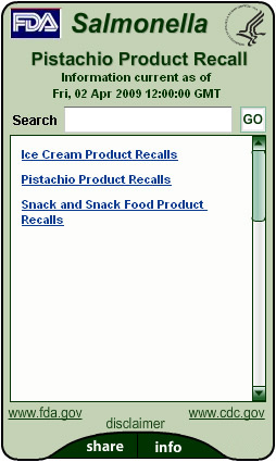 FDA Pistachio Product Recall 2009.
Flash Player 9 is required.