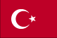 Flag of Turkey is red with a vertical white crescent (the closed portion is toward the hoist side) and white five-pointed star centered just outside the crescent opening.