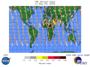 Latest Full Day Aerosol Index Image from OMI