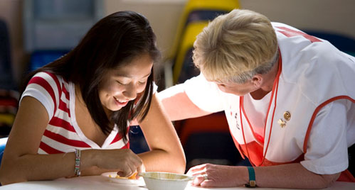 fema worker working with a girl