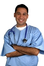 Picture of a male clinician in scrubs