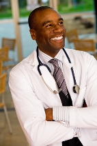 Picture of a male doctor with stethoscope