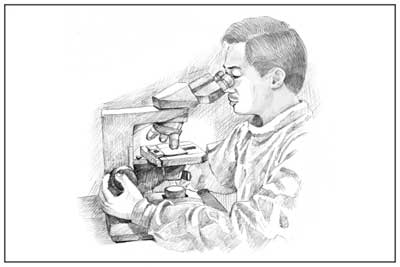 Image of a man using a microscope.