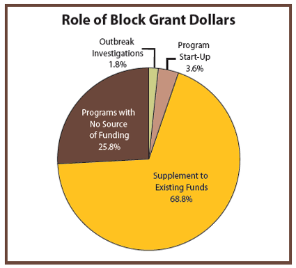 Pie chart showing the role of block grrant dollars