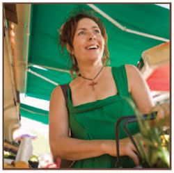 Smiling woman at market