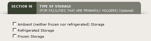 FFRM Section 10: Type of Storage (for Facilities that are Primarily Holders)