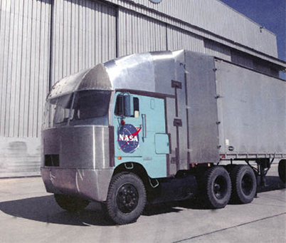 A cab over engine tractor trailer was leased by Dryden, tested, and modified to reduce aerodynamic drag.