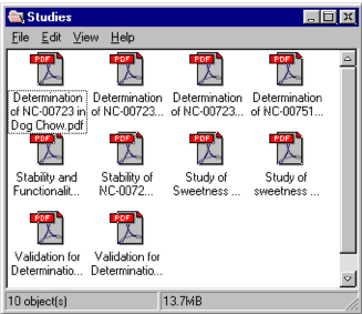 Screen shot of Studies Folder